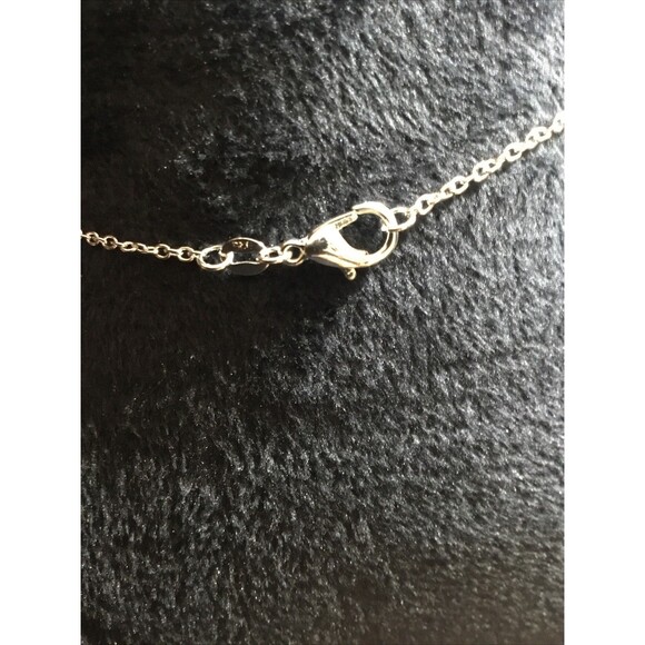 Fashion Double G Heart Clear Stones Charm On 20” .925 Silver Dainty Necklace GUC - Picture 5 of 9